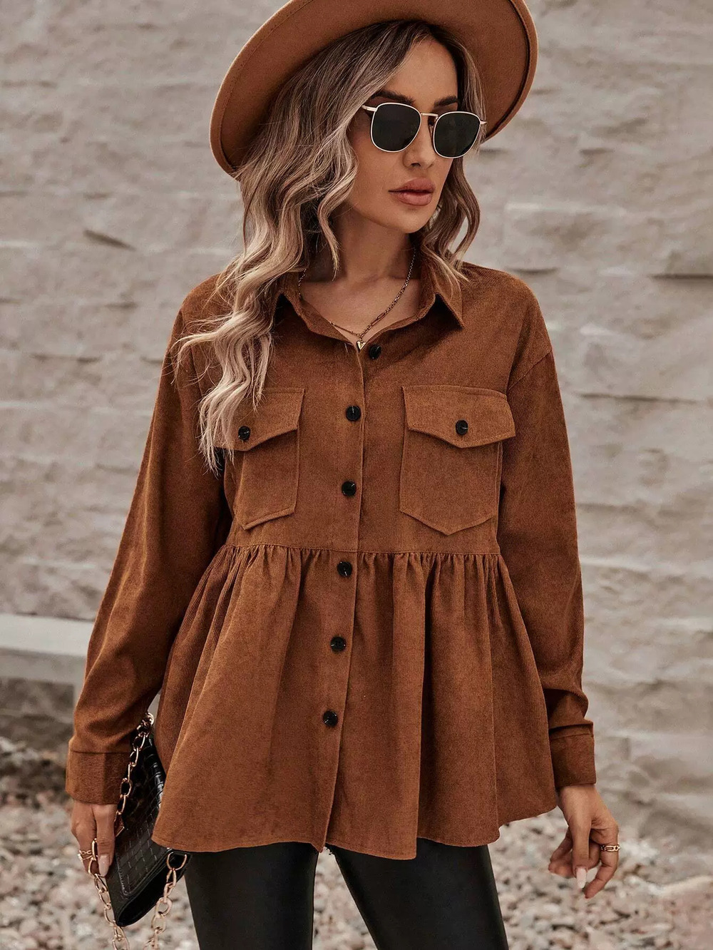 ZARA Vintage Brown Loose Long Sleeve Commuter Cardigan Fall Winter